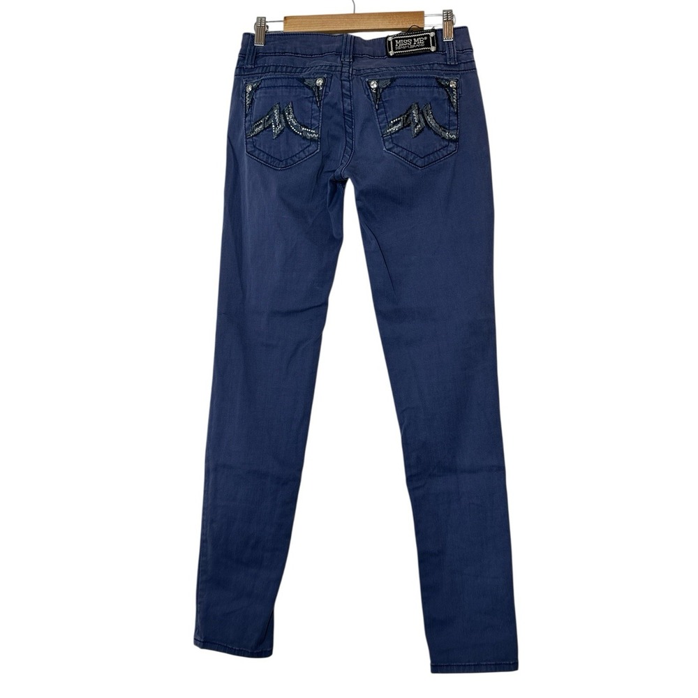 Miss Me Women's Jeans Size 28 Skinny Low Rise‎ Indigo Blue Embellished Strech